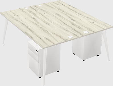 Shared rectangular office desk system