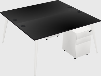 Shared rectangular office desk system