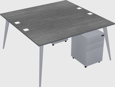 Shared rectangular office desk system