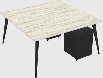Shared rectangular office desk system