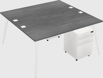 Shared rectangular office desk system