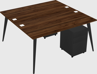 Shared rectangular office desk system