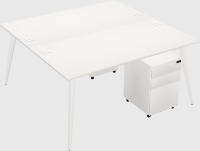 Shared rectangular office desk system