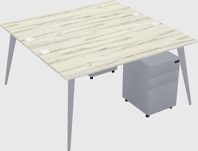 Shared rectangular office desk system