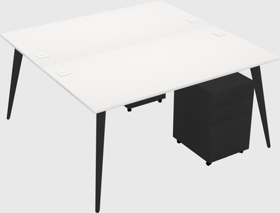 Shared rectangular office desk system