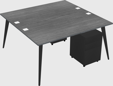 Shared rectangular office desk system