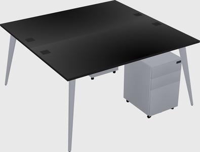 Shared rectangular office desk system