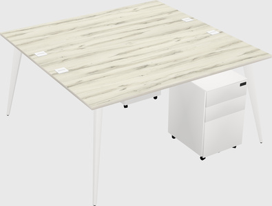 Shared rectangular office desk system