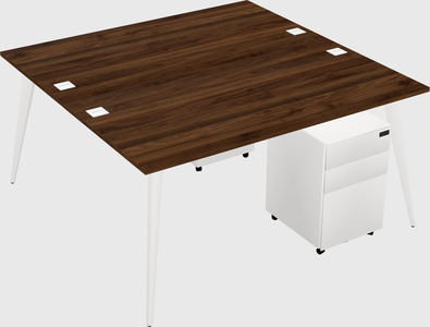 Shared rectangular office desk system
