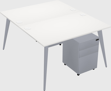 Shared rectangular office desk system