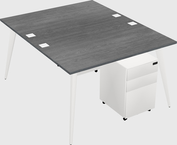 Shared rectangular office desk system