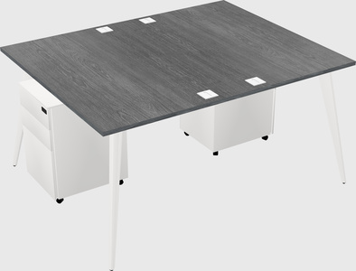 Shared rectangular office desk system
