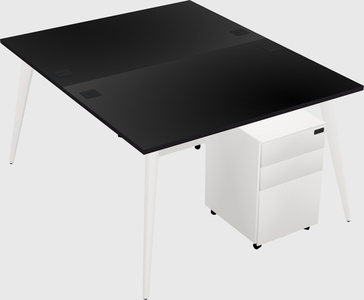 Shared rectangular office desk system