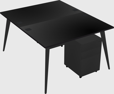 Shared rectangular office desk system