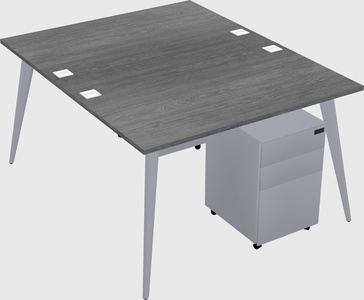 Shared rectangular office desk system