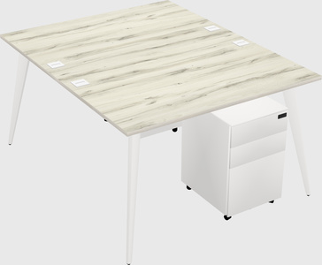Shared rectangular office desk system