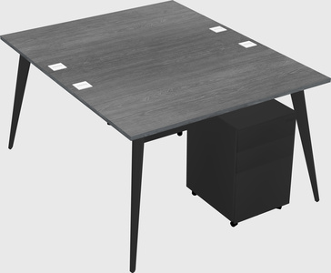Shared rectangular office desk system