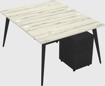 Shared rectangular office desk system