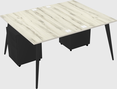 Shared rectangular office desk system