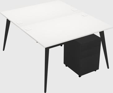 Shared rectangular office desk system