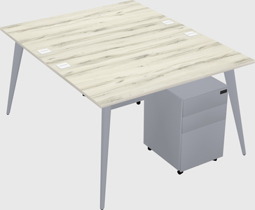 Shared rectangular office desk system