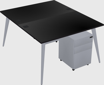 Shared rectangular office desk system