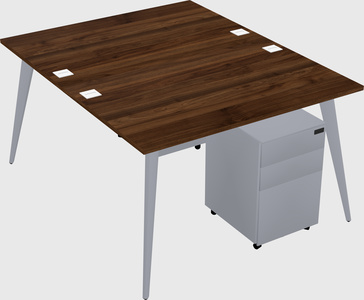 Shared rectangular office desk system