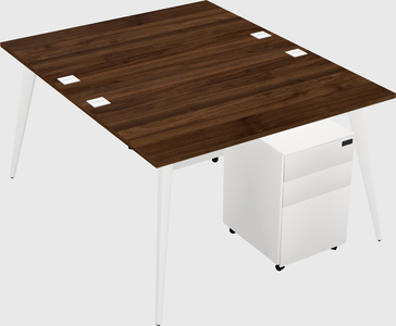 Shared rectangular office desk system