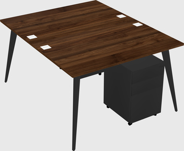 Shared rectangular office desk system