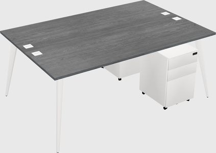 Shared rectangular office desk system