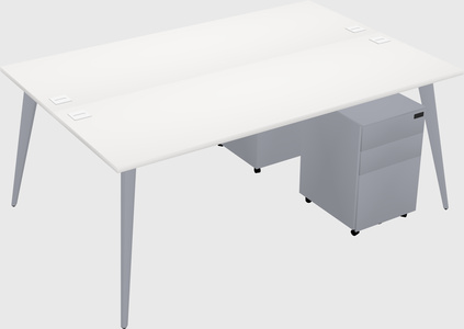 Shared rectangular office desk system