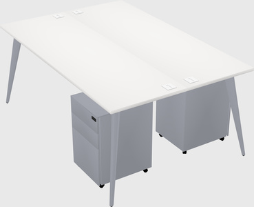 Shared rectangular office desk system