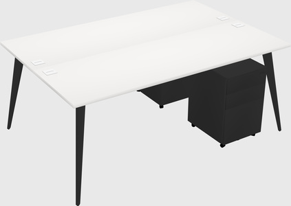 Shared rectangular office desk system
