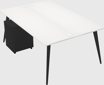 Shared rectangular office desk system