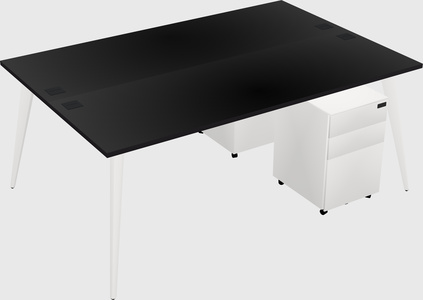 Shared rectangular office desk system