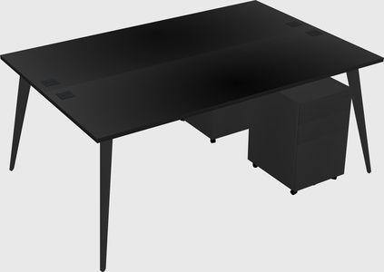 Shared rectangular office desk system