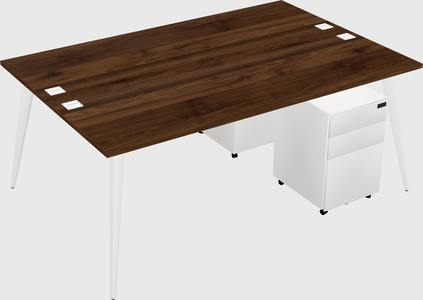 Shared rectangular office desk system