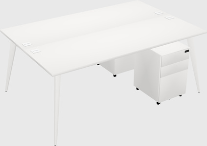 Shared rectangular office desk system