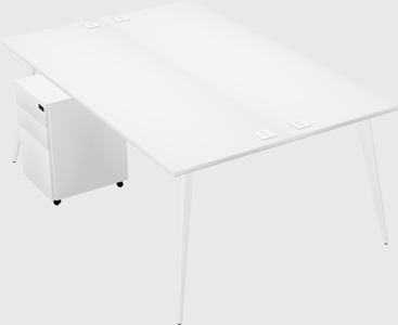Shared rectangular office desk system