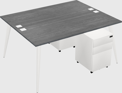 Shared rectangular office desk system