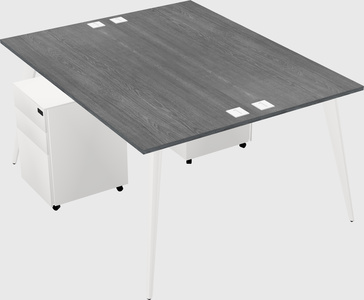 Shared rectangular office desk system