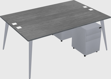 Shared rectangular office desk system