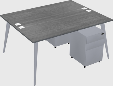 Shared rectangular office desk system
