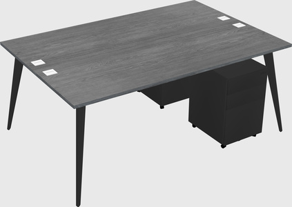 Shared rectangular office desk system