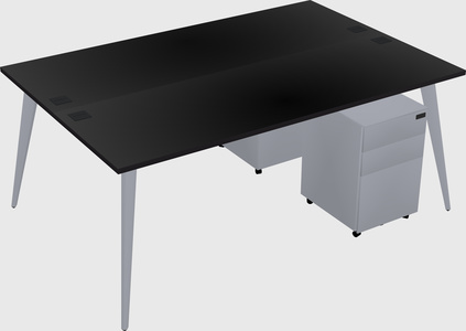 Shared rectangular office desk system
