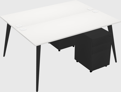 Shared rectangular office desk system