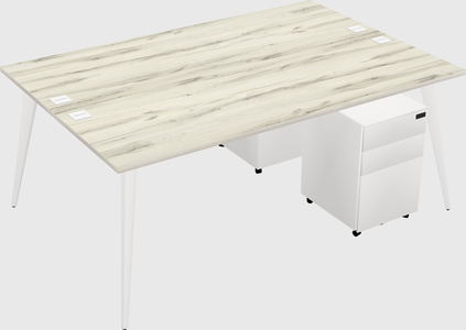 Shared rectangular office desk system