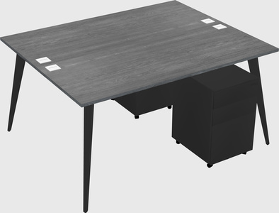 Shared rectangular office desk system
