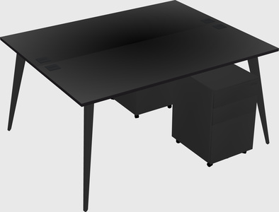Shared rectangular office desk system