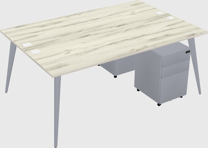 Shared rectangular office desk system